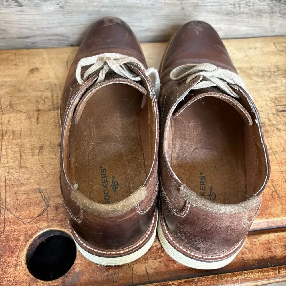 Dockers Classic Brown Leather Derby Shoes Men's sz 10.5 preworn